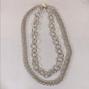 Elegant double strand Silver Chain statement Necklace